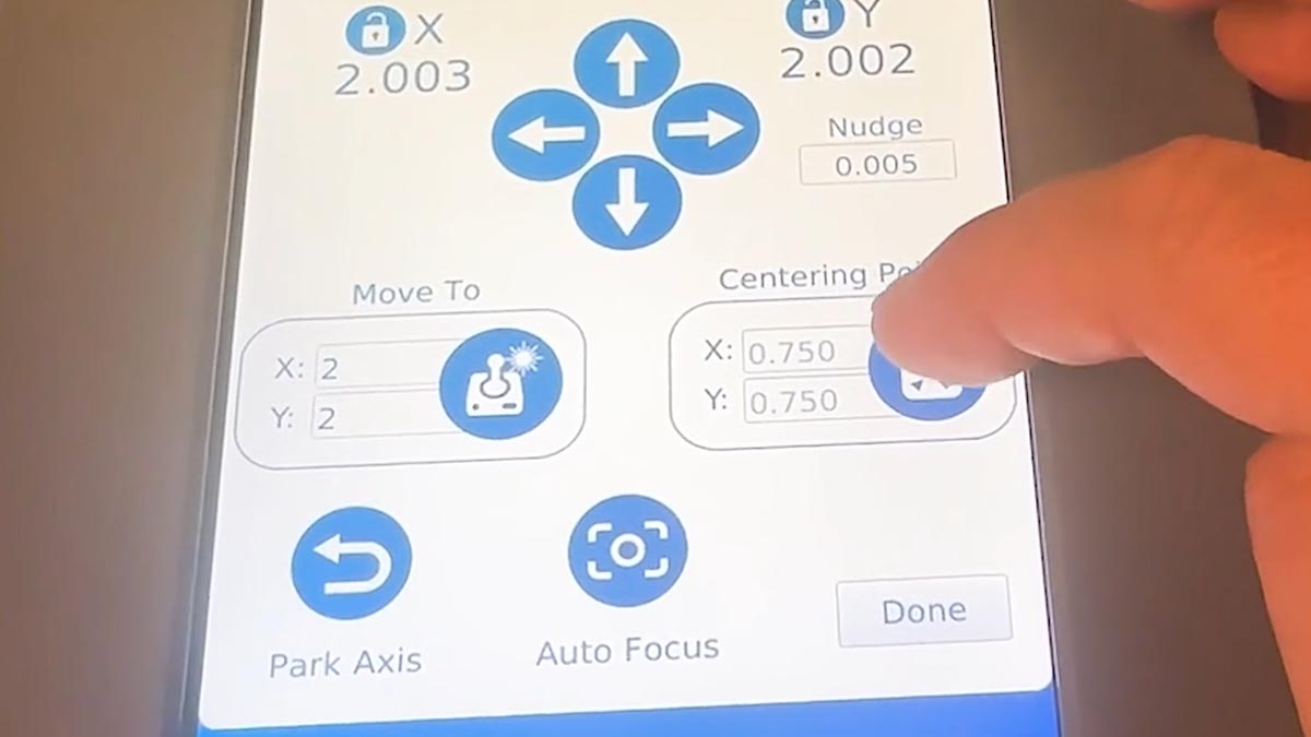 Click the center icon Click the center icon to match the Centering Point to 2 x 2