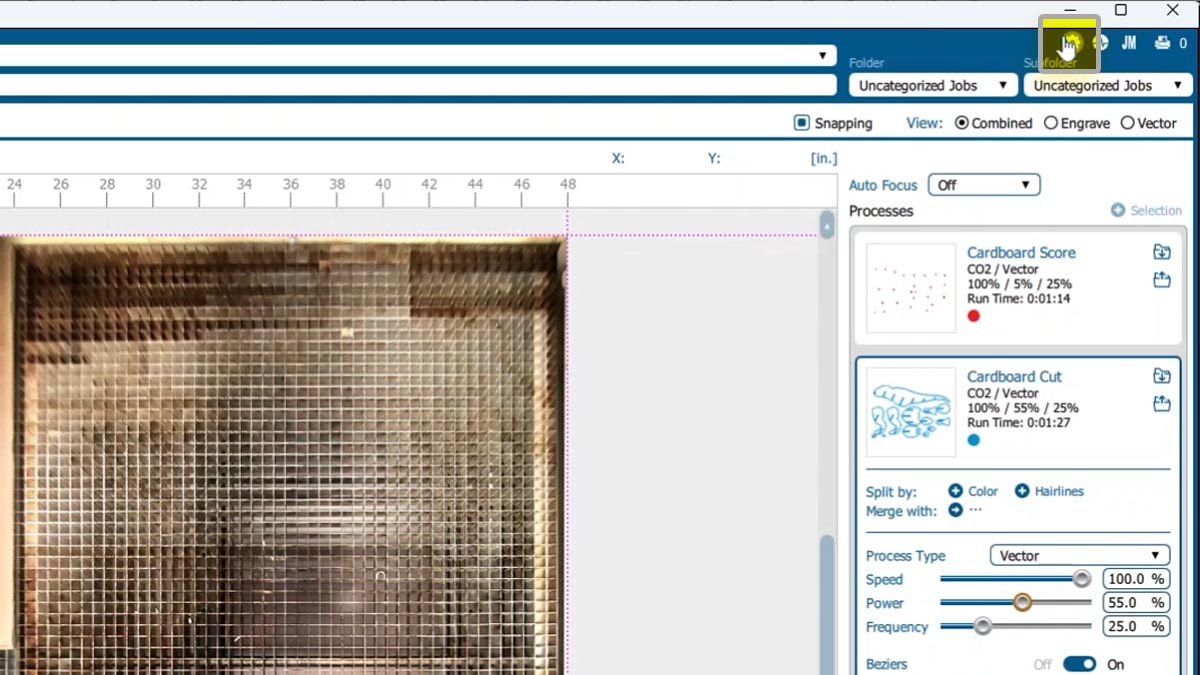 Set Cardboard Cut Set preset to cardboard cut