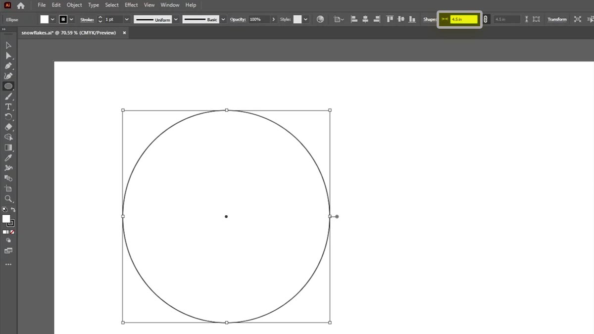 create 4.5 inch circle create 4.5 inch circle with the ellipse tool