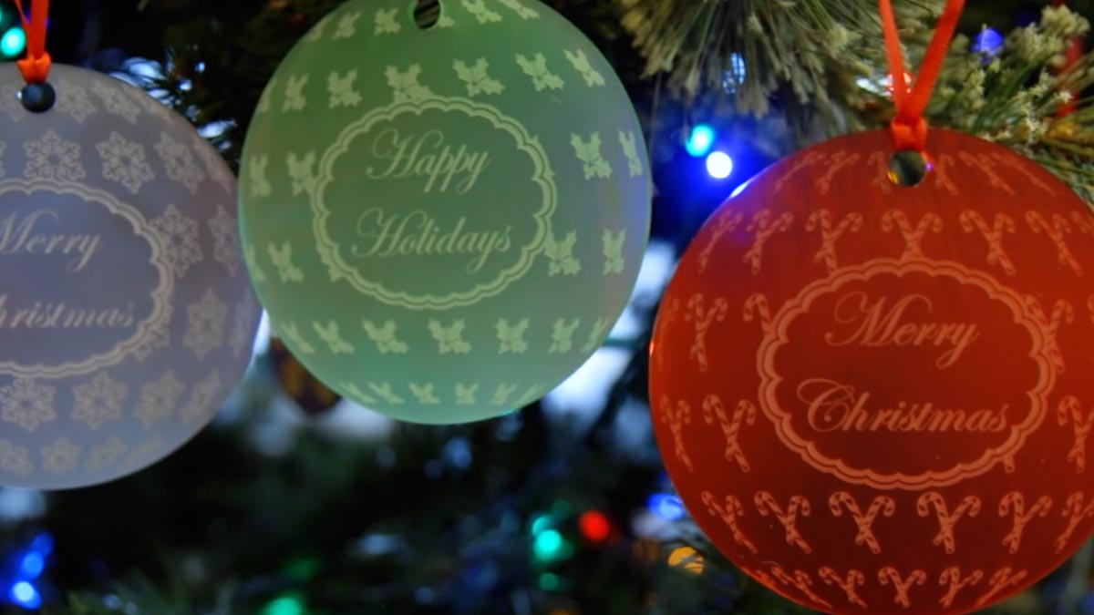 Final Products Final product hanging on a christmas tree with 3D sphere design