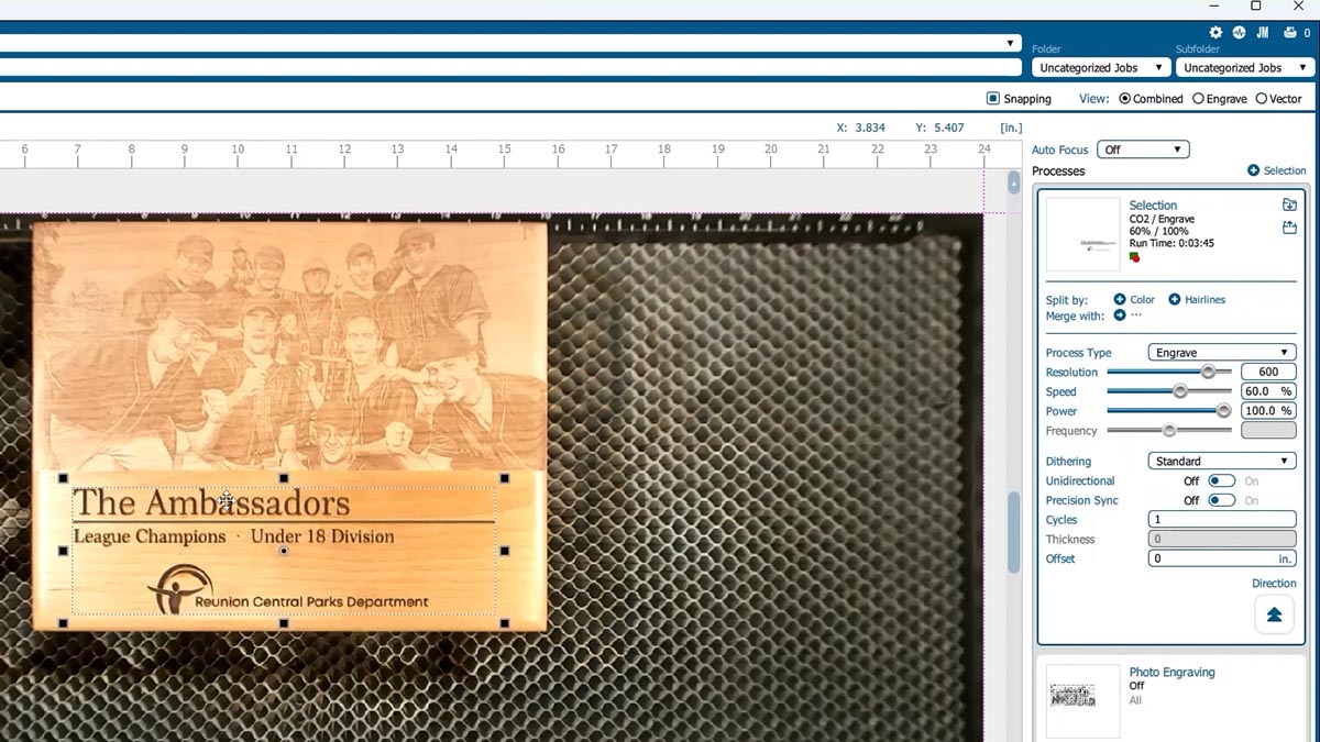 input laser parameters for isolate text technique