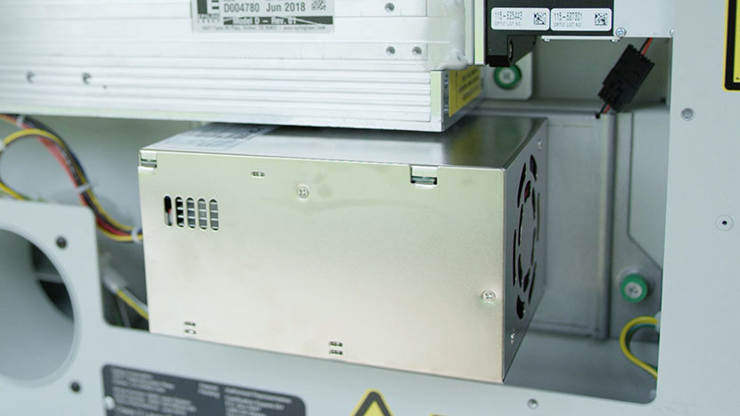Depending on your machine's wattage, you may have one power supply or two. The power supply in the back of the machine.