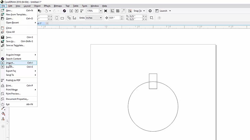 The File > Import option in CorelDRAW.