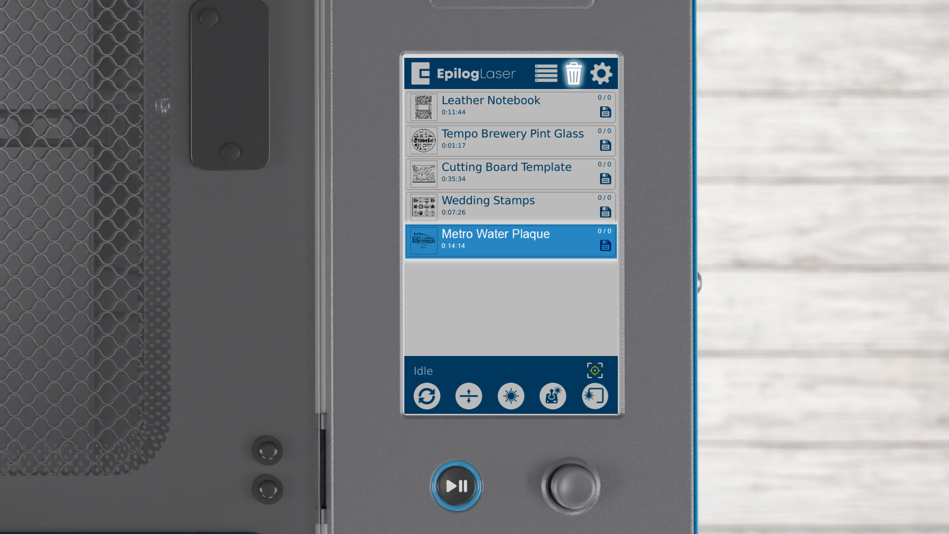 display panel click the trash icon
