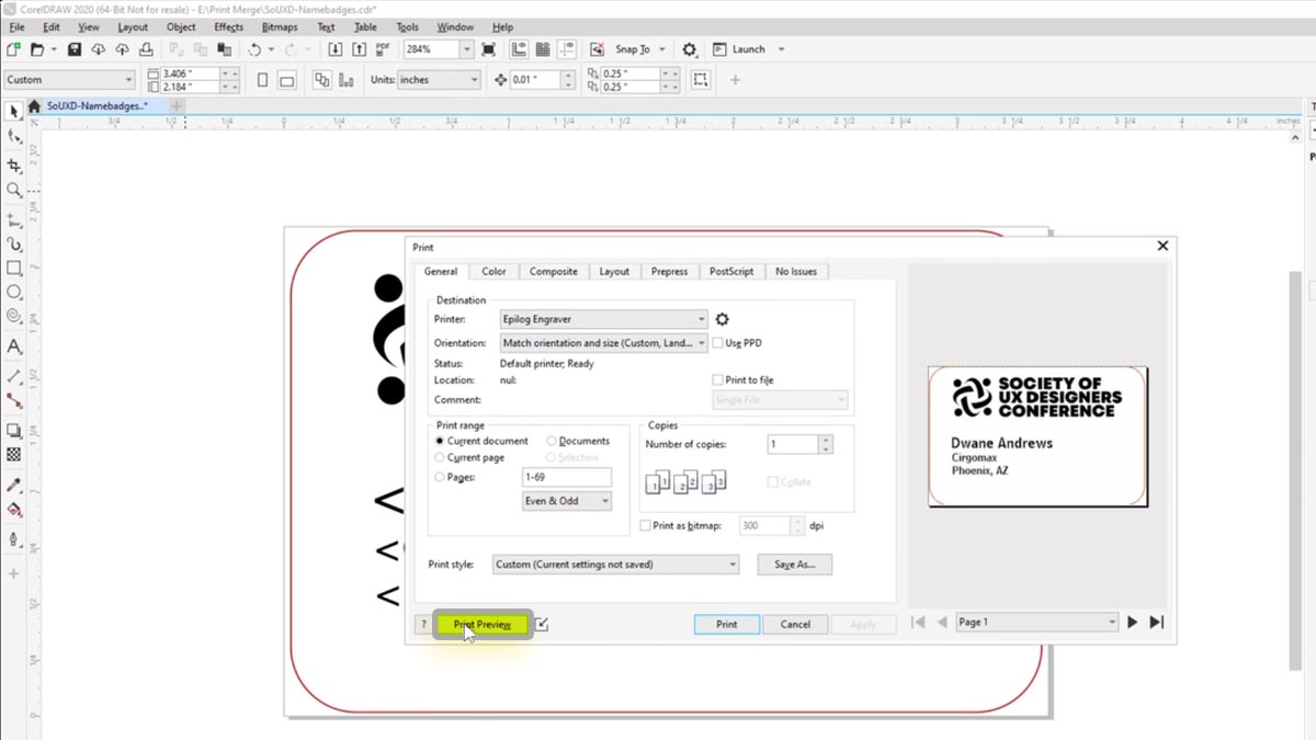 Select Print Preview 
