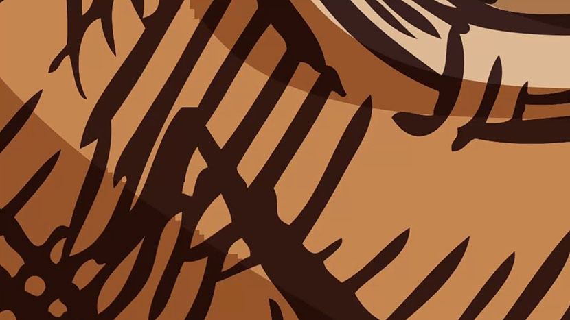 Up close, a vector image continues to be clearly defined lines and filled shapes. Close-up of a vector image.