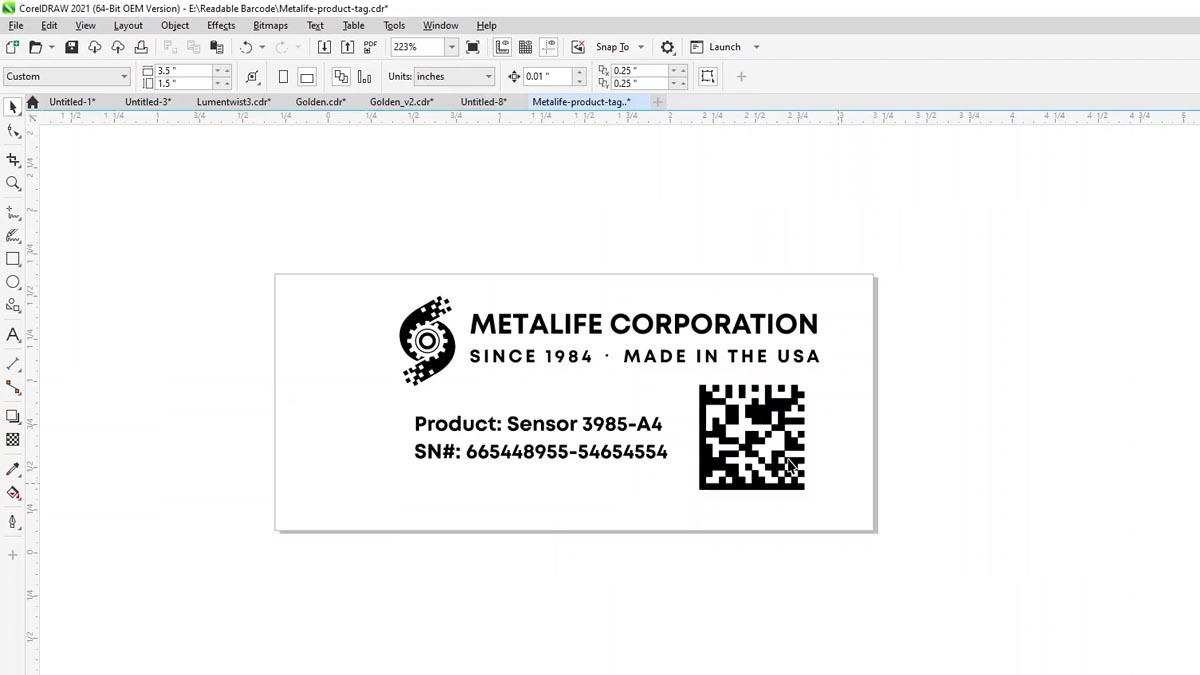 Barcode Design A design for a barcode to be engraved on a stainless steel tag
