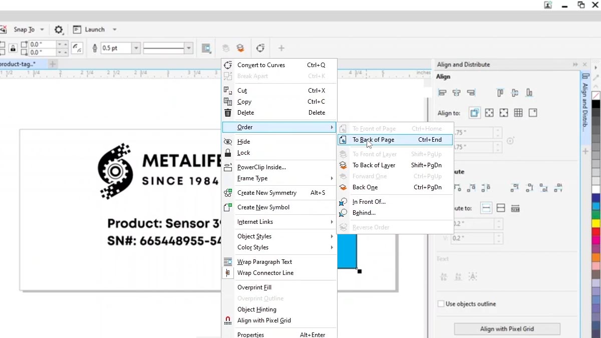 To Back of Page Right click on the box and choose Order > To Back of Page