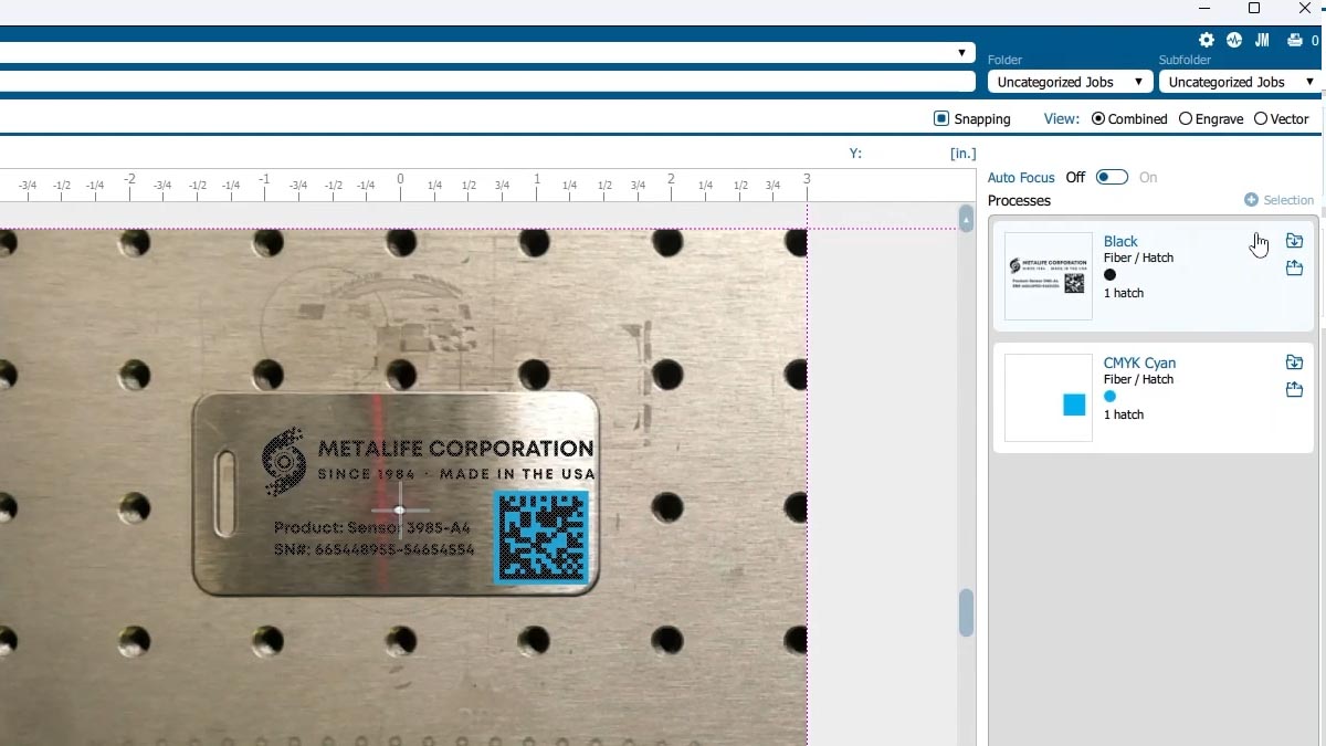 Two Passes The black will be etched, and the blue will be polished white