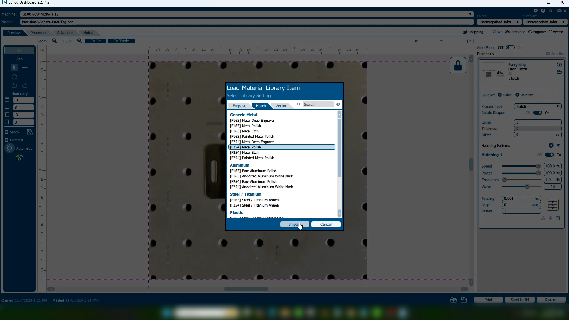 Choose material preset