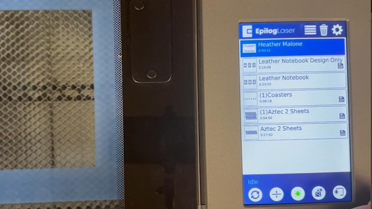 Select the file and Press Start select the file at the laser
