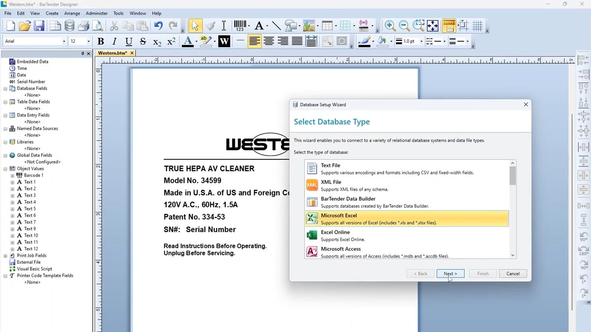 Choose File Type Choose the file type