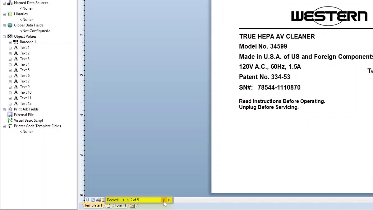 Five Records There are five records with different serial numbers