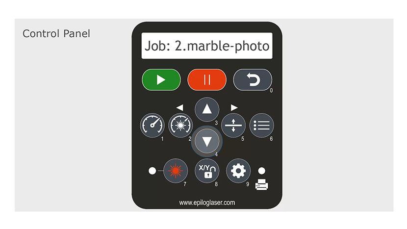 After pressing the job key, the up and down arrow keys let you scroll through all the stored jobs. A second job displayed on the control panel.