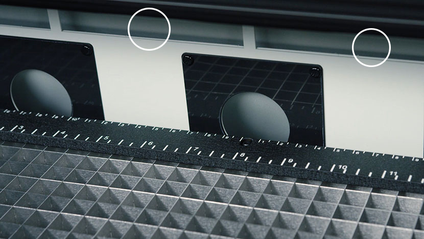 The three exhaust slots at the back of the machine remove smoke, dust, and debris. The back exhaust ports and slots.