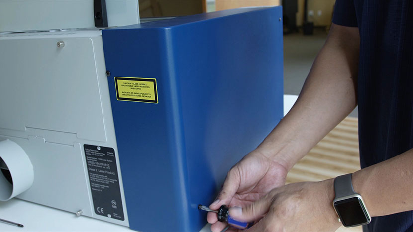 Reinstall the left side panel. Replacing the left side panel.