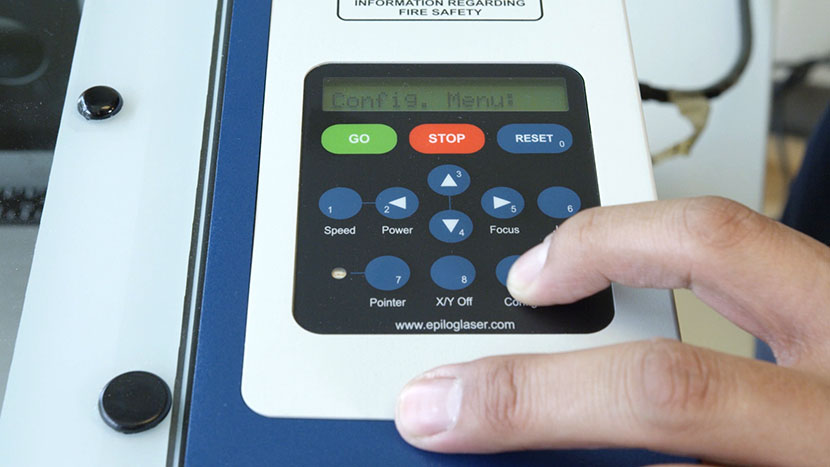 Press the Config button to access the Configuration menu. The Zing display panel at the Configuration menu.