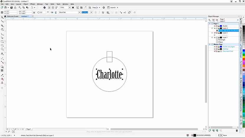 The name being printed from the CorelDRAW print driver.
