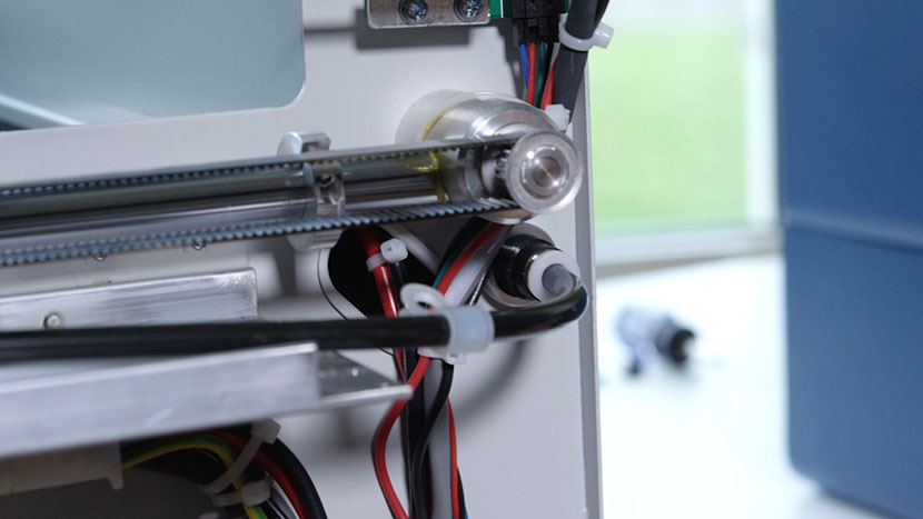 Reinstall the air assist tube. The air assist tube plugged in.